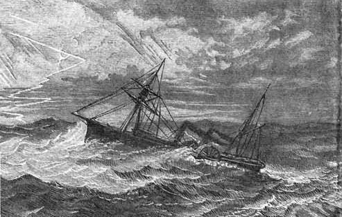 Этот рисунок, изображающий пароход пароход «Квакер-Сити», был опубликован в первом издании «Простаков за границей»